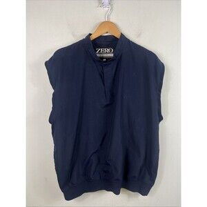 Zero Restriction Vest Men L Navy Blue Pullover Golf Windbreaker (Golf Club Logo)